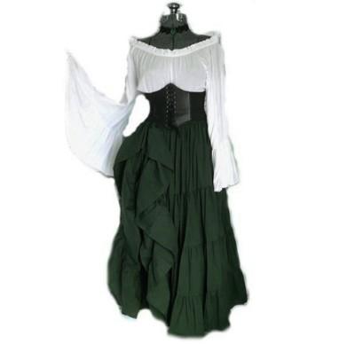 Women Gothic Floor Length Cosplay Retro Long Gown Dress