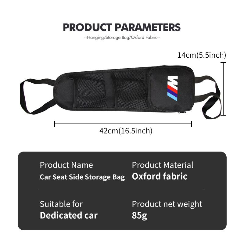 JVVO7 For BMW Car Seat Side Storage Hanging Bag Phone Wallet Card Organizer Bag E93 F10 F20 F30 F40 F15 F25 F26 F31 F49 F86 M3 M5 X3