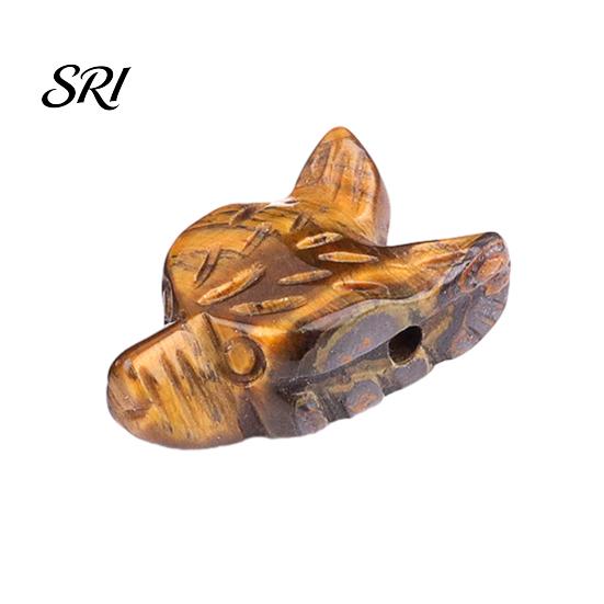 Ornamento de Pedra com Cabeça de Lobo de Ametista Escultura de Paisagem em Miniatura Textura de Cristal Contas DIY Feitas à Mão e Design Polido Decorativo para Pulseiras