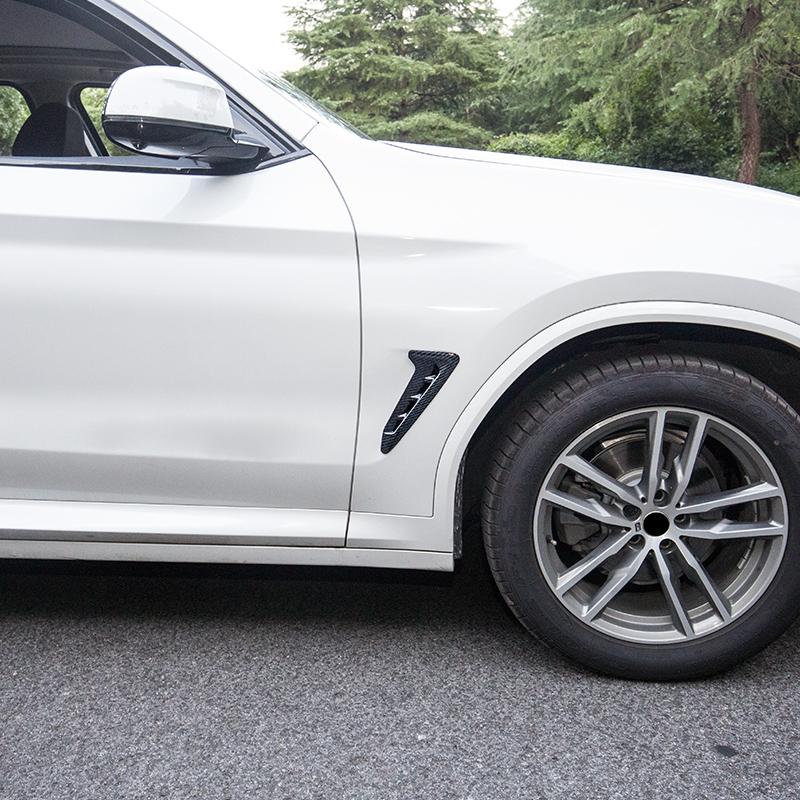 2PCS Carbon Fibre Fender Side Air Vent Trim Sticker for BMW X3 G01 2017 2018 New Style Chrome Silver ABS Car Styling Accessories