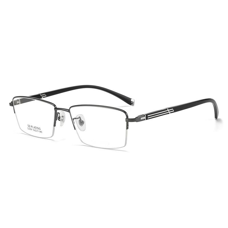 

56mm -141mm New Large Face Myopia Men s Metal Half Frame Ultra Light Rectangular Anti Blue Light Reading Glasses Anti blue light 0