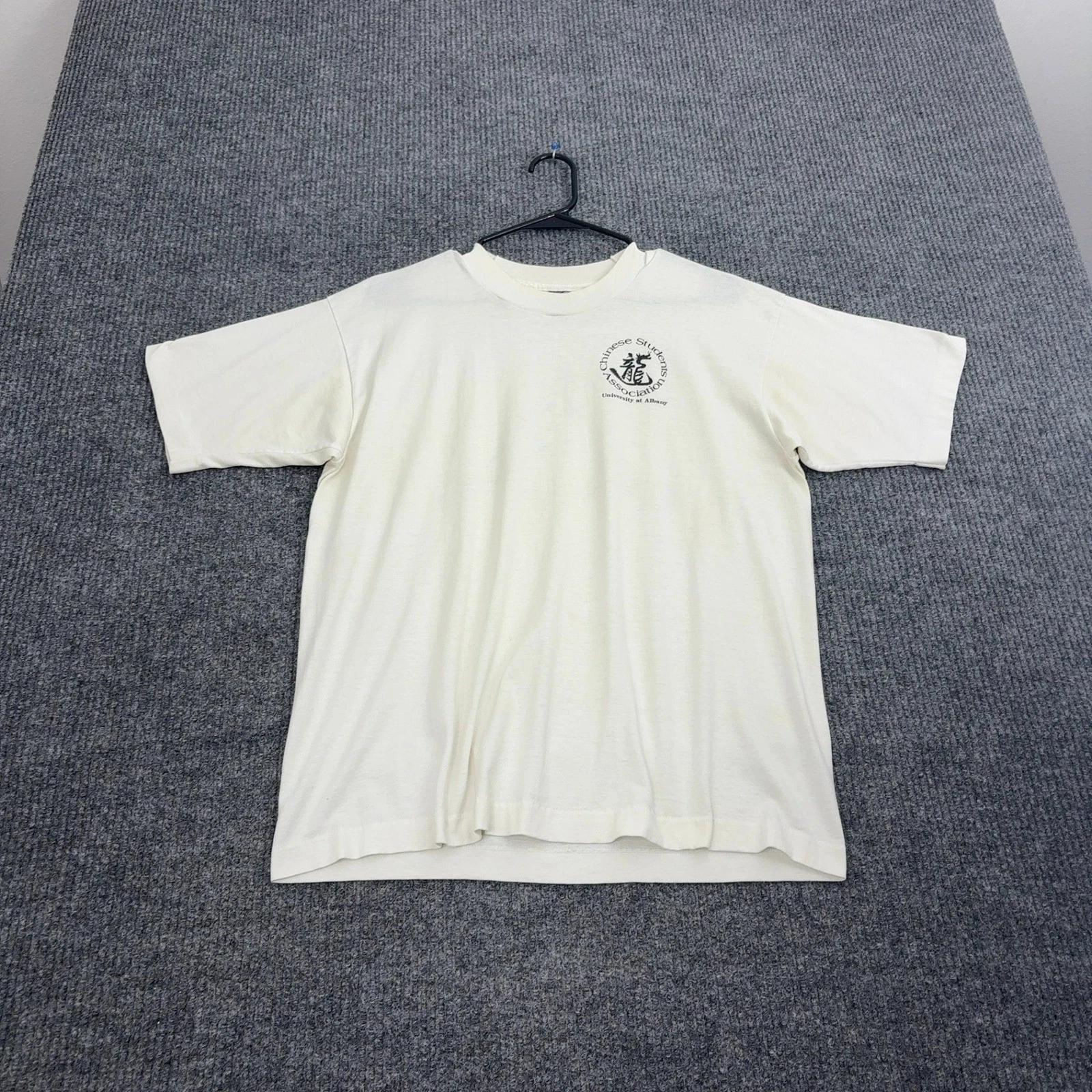 

Vintage University at Albany Fruit of the Loom T Shirt Mens L White Cotton Poly 2XL