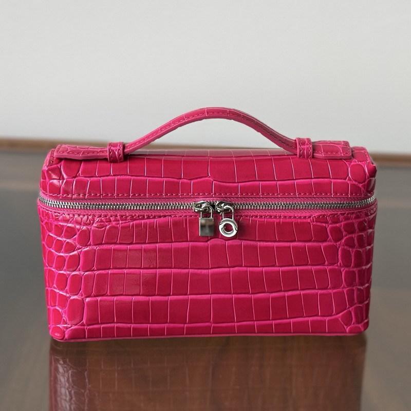 

New first-layer cowhide leather women s bag wife bag crocodile pattern lunch box bag handbag small square bag 19.6m*6.5cm*12cm