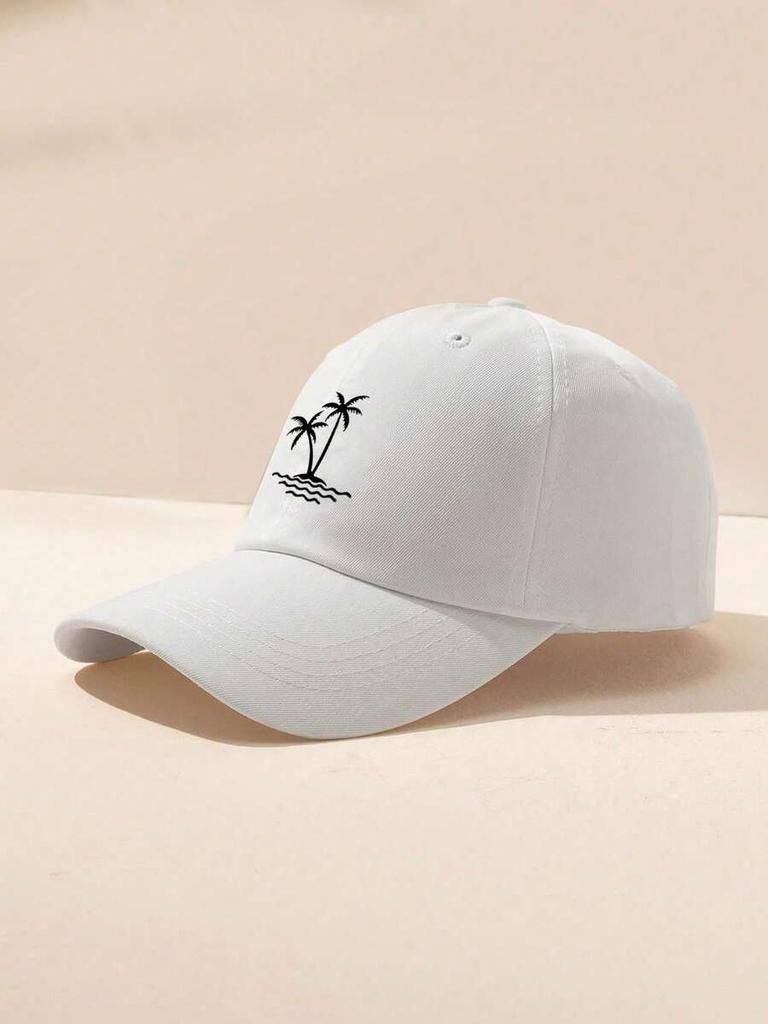 Printed Coconut Tree Baseball Cap Adjustable Outdoor Casual Hat Sun Protection Summer Beach Travel