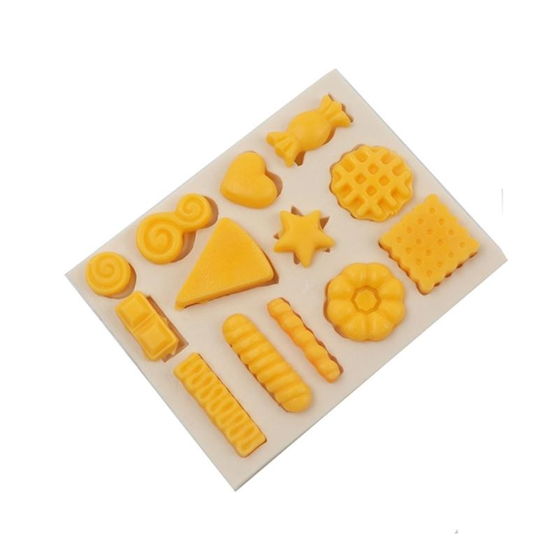 3D Süßigkeiten Waffeln Keks Silikon Flexibel Lebensmittelecht Form Ton Harz Keramik Süßigkeiten Fondant Süßigkeiten Schokolade Seifenform