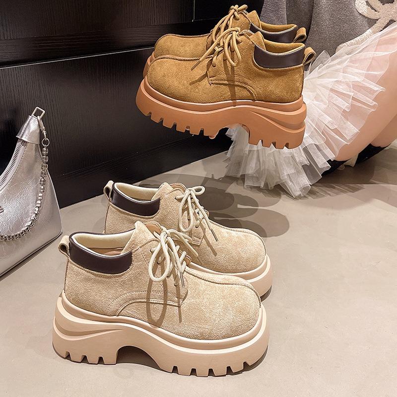 Women's Shoes Heightened Thick-soled Frosted Leather Martin Boots Women's Autumn New Rhubarb Boots Small Man