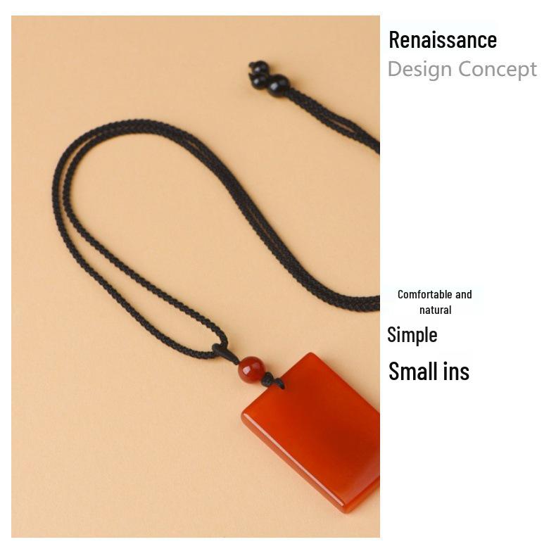 Red Agate Pendant Necklace - Peace Amulet for Men & Women