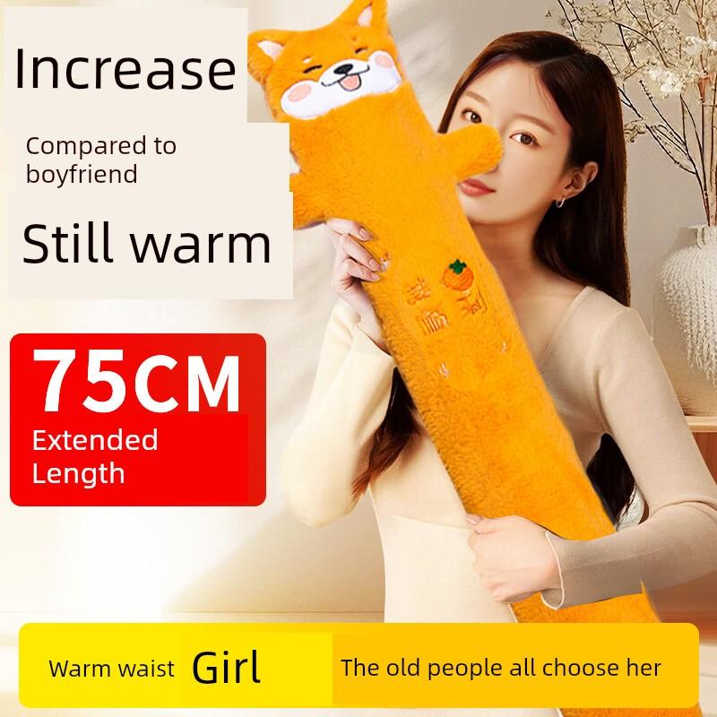 Extra-Large Cute Cartoon Hot Water Bottle Winter Hand Warmer Winter Pillow Long Pillow for Girls to Sleep with between Their Legs