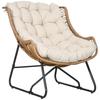 Gartenlounge, Rattan-Optik, Outdoor-Sessel, mit Kissen, Metallgestell, 75x101x90 cm, Natur/Khaki/Schwarz