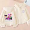 Peripheral print fashion boys and girls zip hoodie casual sweater