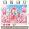 2D Pastel Candy Castle Backdrop, Princess Birthday Lollipop Background