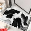 Abstract Black and White Swirl Paint Pattern Bathroom Floor Mat Rug Polyester Modern Home Decor Washable Artistic Runner Mat