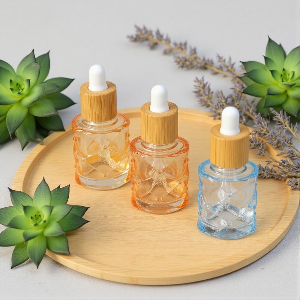 10ml Clear Glass Dropper Bottle with Bamboo Cap Empty Pipette Bottles for Essential Oil Aromatherapy Liquid Dropper Bottle