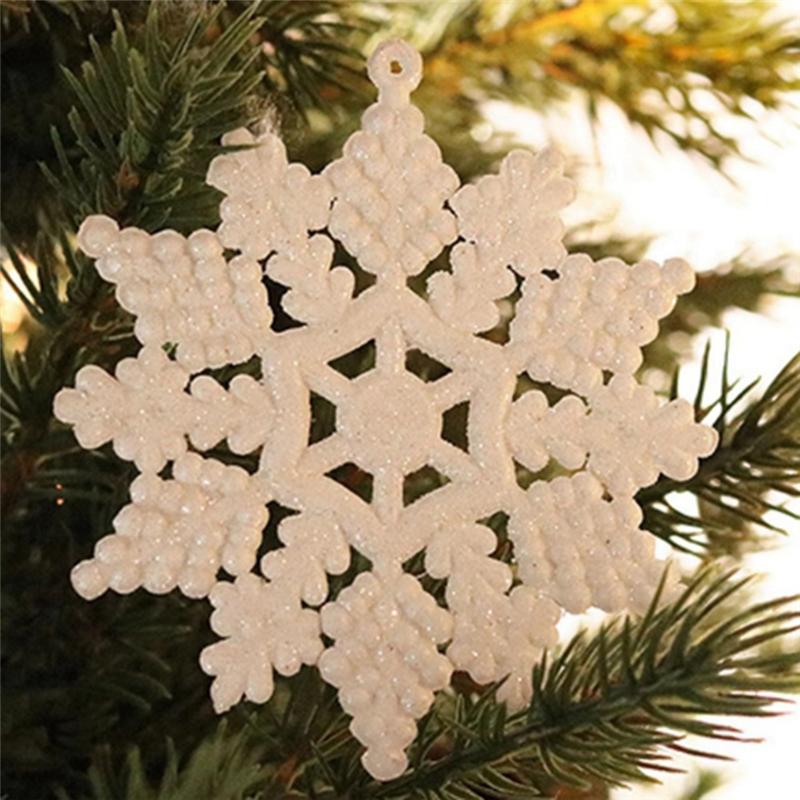 Packung mit 40 Glitzer-Schneeflocken-Weihnachtsdekorationen Weihnachtsbaum Hängedekoration Atmosphäre Charme Heimdekoration Geschenke