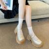 2033 rétro polyvalent plateforme petites chaussures en cuir pour femmes 2025 nouvel été augmentation de la hauteur Mary Jane française à bouche peu profonde chaussures simples
