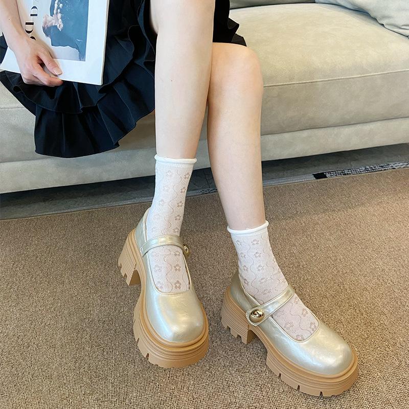 2033 rétro polyvalent plateforme petites chaussures en cuir pour femmes 2025 nouvel été augmentation de la hauteur Mary Jane française à bouche peu profonde chaussures simples