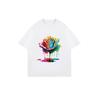 Übergroßes Damen-Kurzarm-T-Shirt mit Regenbogen-Farbverlauf, Tintenspritzer, Rose (mit Farbe-Tropf-Effekt) Drucken
