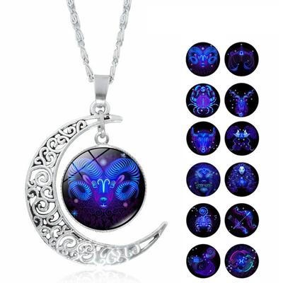 12 Sterrenbeeld Ketting, Chinese Zodiac, Tijdsteen, Maan Glas Hanger, Kerstcadeau, Kerstkous Vullers, Valentijnsdag Cadeau, Vriendin Cadeau