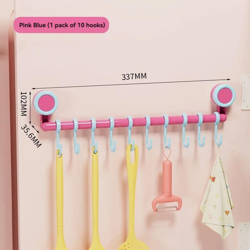 Dopamine Kitchen Plastic Suction Cup Hook Bathroom Slide Rail Hook No Punching Hanging Pole Storage Rack Portable Home Decor
