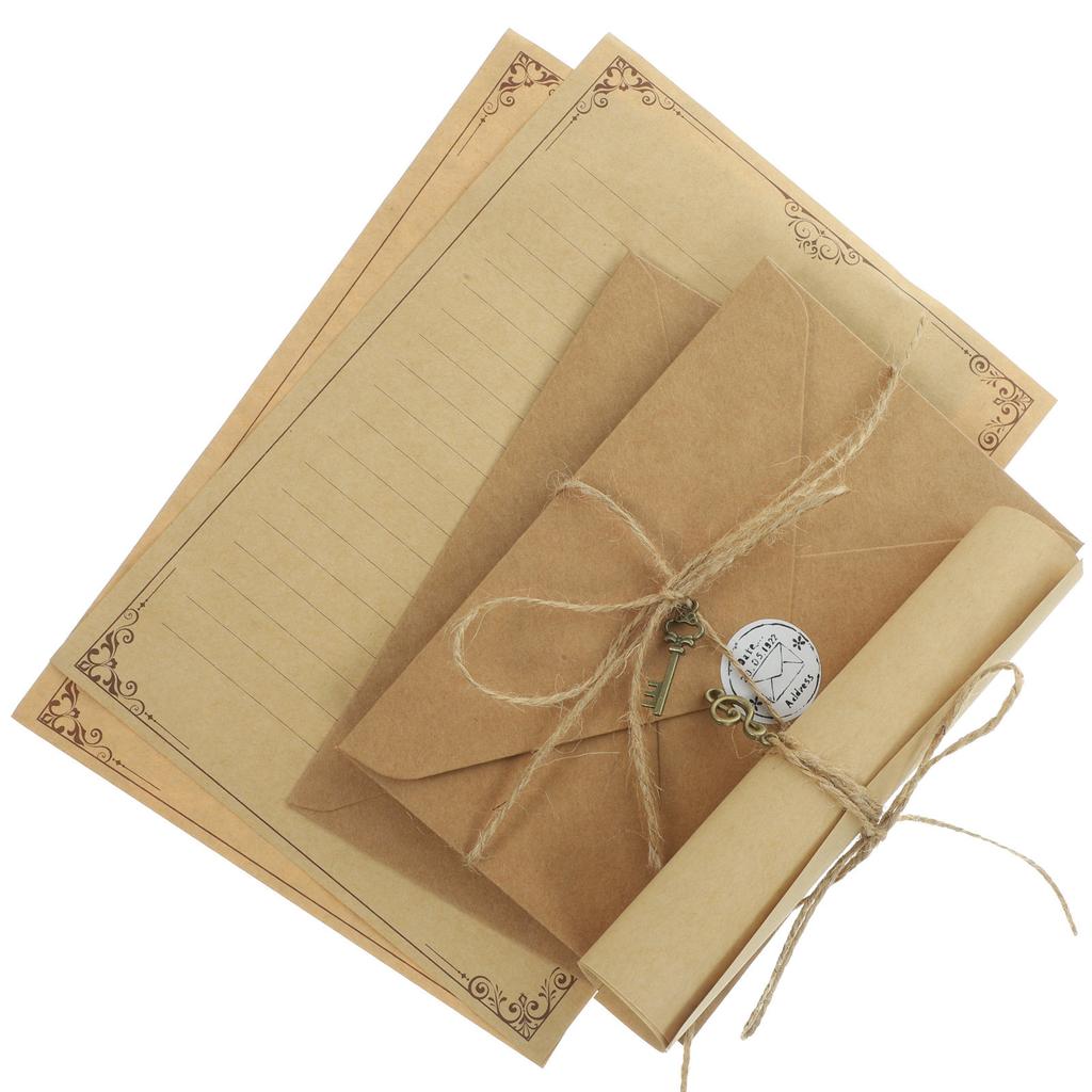 2Sets Vintage Envelope and Letter Paper Kit Thick Writing Paper Set Creative Stationery Supplies for Notebook Insert