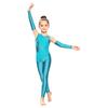Girls Sparkly Rhinestone Dance Bodysuit Sleeveless U Back Mesh Overlay Ruched with Detachable Arm Sleeves for Gymnastics Competition