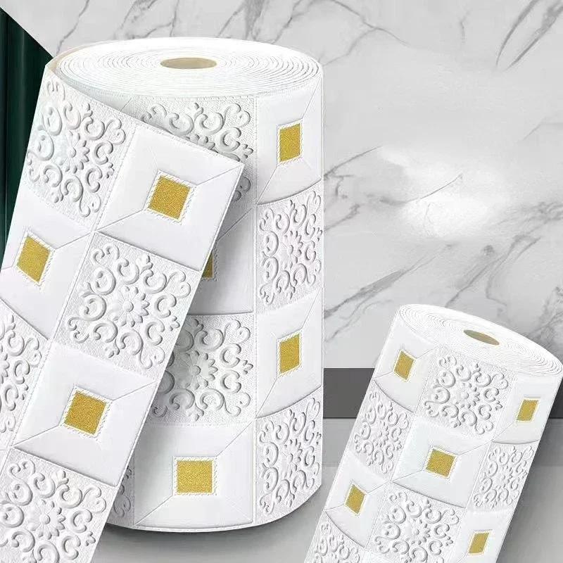 Self-Adhesive Panels 3D Soft Crash Foam Wallpaper Imitation Brick Wall Stickers Home Living Room Kid Bedroom Decor