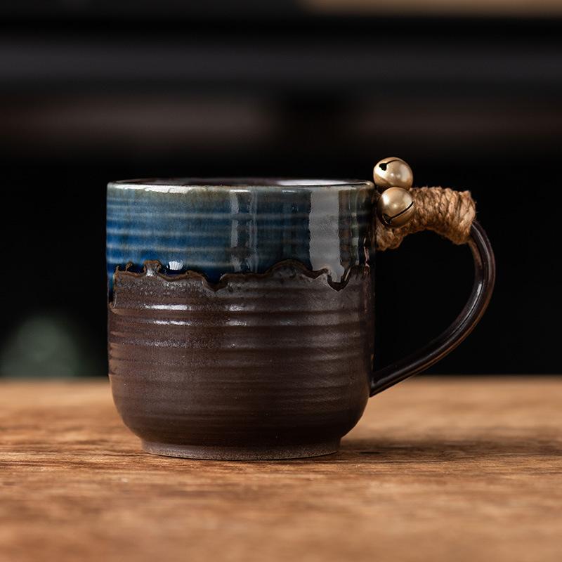 Vintage Gradient Irregular Thread Ceramic Mug Vintage Tie Coffee Cup Birthday Gift Breakfast Oat Milk Cup Office Mug Home Decor