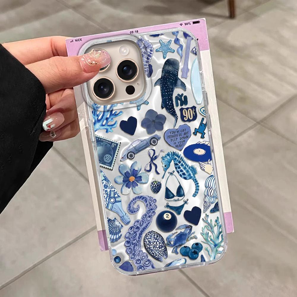 Summer Fruit Sun Face Water Texture Girl Phone Case for Iphone 16 15 14 7 8 Plus 13 11 12 Pro Max X XS XR SE 2022 2020 16e Cover