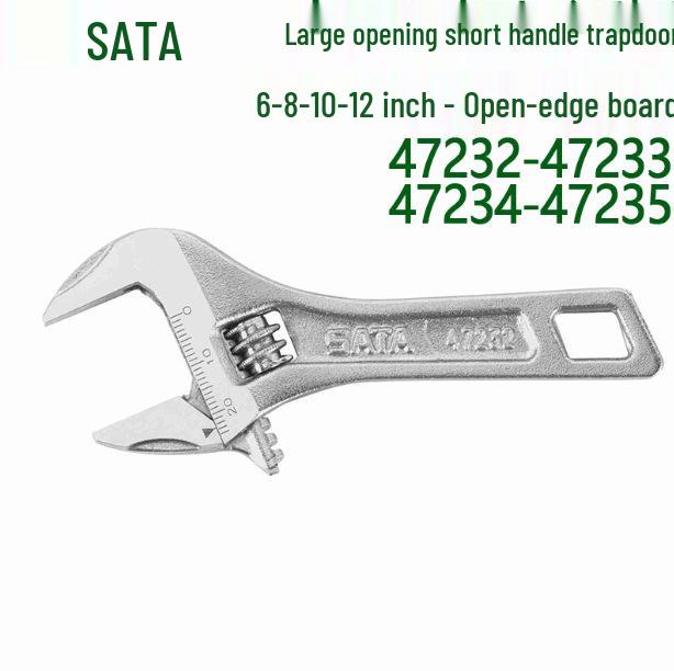 SATA Tool Adjustable Large-Opening Short Handle Wrench, Models 47232-47235 Large Opening Size 3