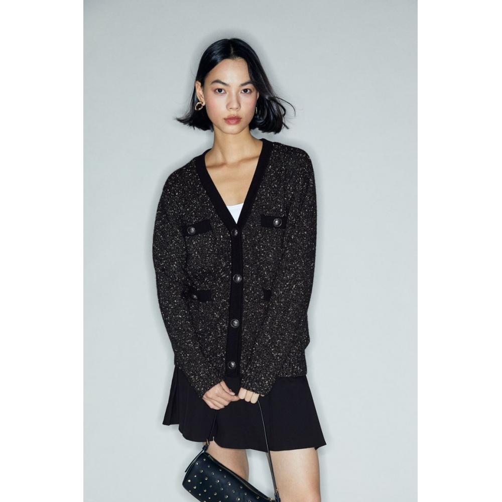 

Кардиган HM oversize с блестками черного серебристого цвета