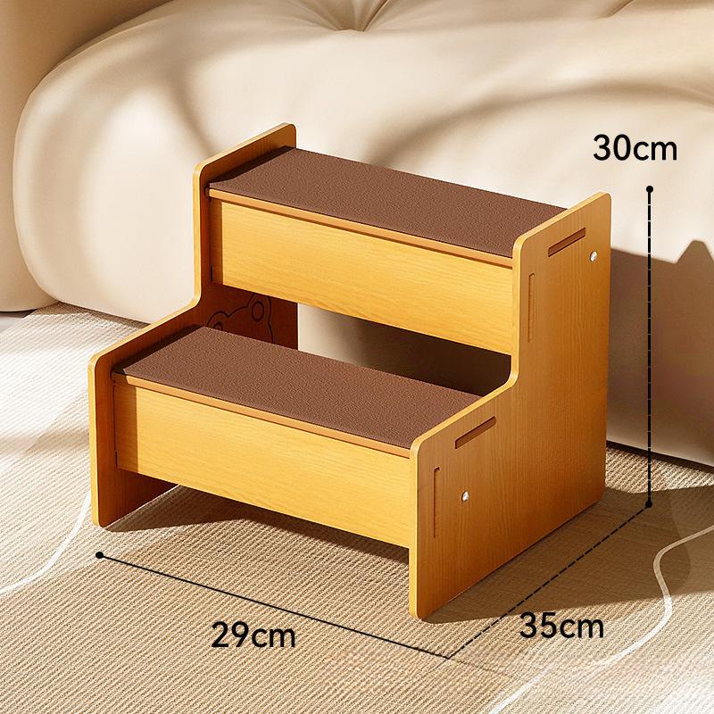 Eco-Friendly Wooden Pet Stairs - Dog Steps with Anti-Slip Diamond Treads & Adjustable Height for Beds/Couches
