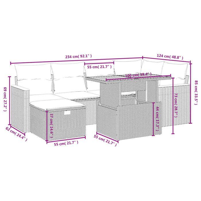 VidaXL Garden Lounge Set with Cushions 7 Pcs, Patio Sofas, Patio Furniture Set, Outdoor Furniture, Grey 3276042