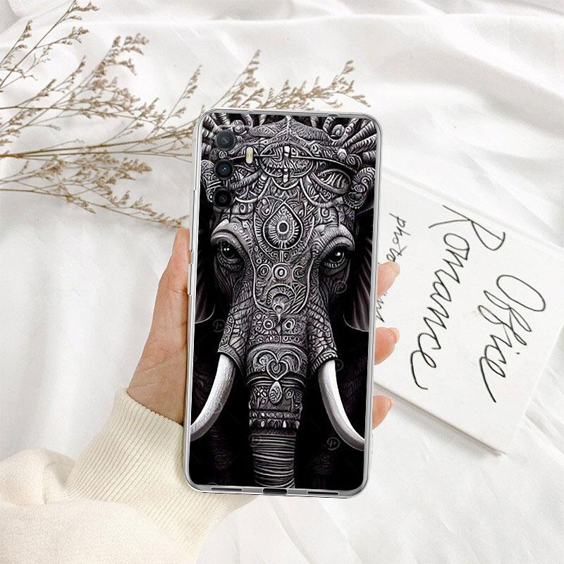 IK4 Animal Elephant Transparent Phone Case for Samsung Galaxy A04 A04S A14 A23 A34 A54 M23 M33 M52 M53