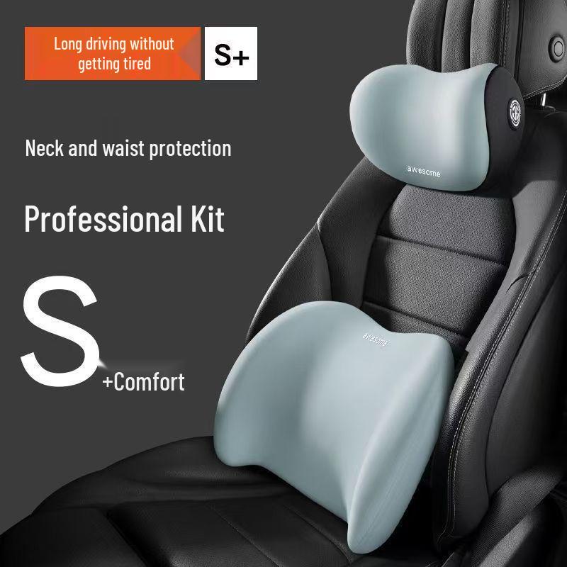 Car Seat Back and Neck Support Cushion: Headrest and Lumbar Pillow