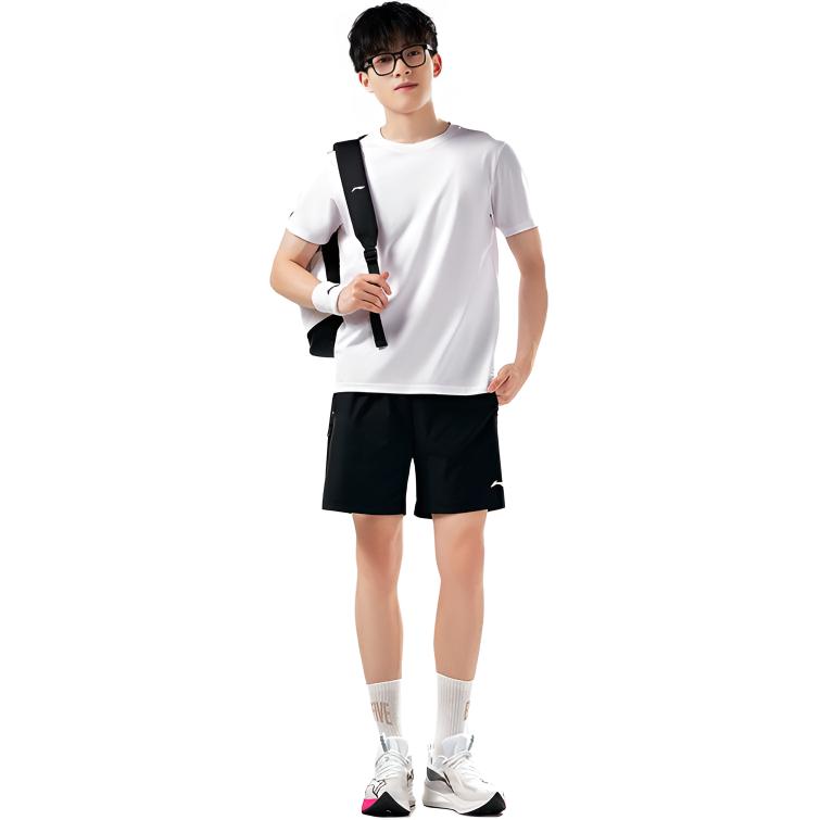 Li-Ning Trendy Fashion Loose Solid Color Versatile Simple Casual Shorts Unisex Shorts Black AAPV155-1