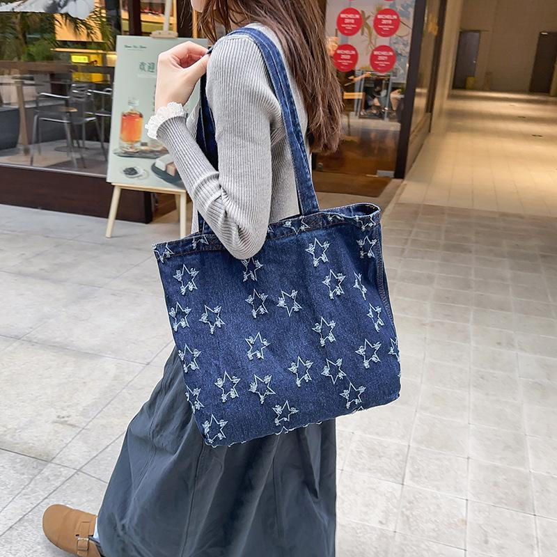 Denim Stoff Große Kapazität Lässig Einfach Retro und Künstlerisch Einzelne Schultertasche Tragetasche