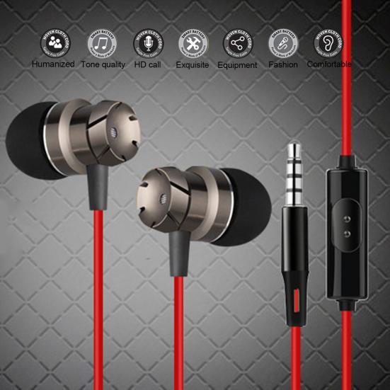Powerful Bass Sound Wired In-ear Headphones Earbuds with Mic for Phone Computer