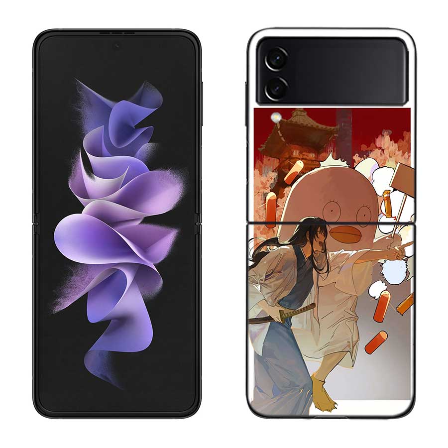 Anime Gintama Mr. Raindrop Phone Case For Samsung Z Flip 7 6 5G Galaxy Z Flip 5 4 3 Black Hard Cell Cover Luxury PC Shell Coque