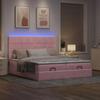 Ottoman Bed with Mattresses & LEDs Pink 200x200 Cm Velvet