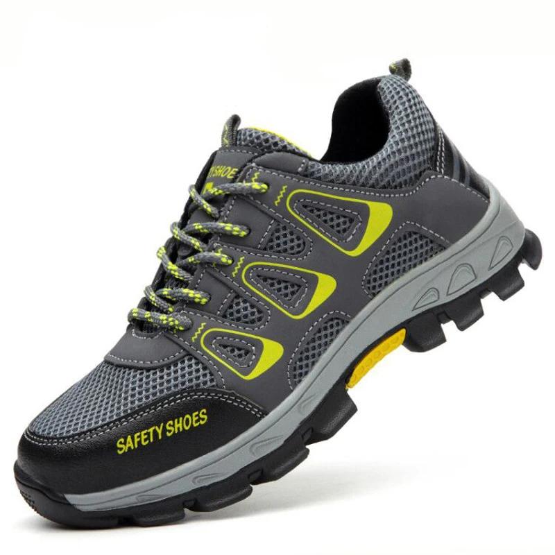 summer breathable safety shoes industrial boots for women anti-slip work shoes with a steel toe anti puncture safety sneakers