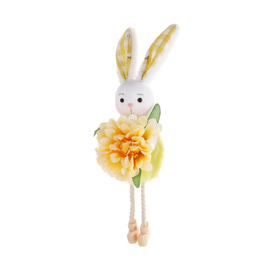 New Flower Fairy Bunny Rabbit Dolls Hanging Ornaments Pink White Yellow Green Kids Girls Gifts Easter Home Decor