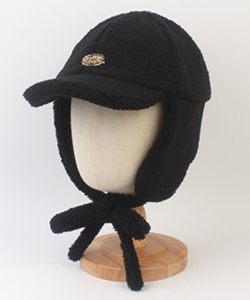 Yunibeosyeolkemiseuteuli Bubble Metal Black Fleece Earflap Cap