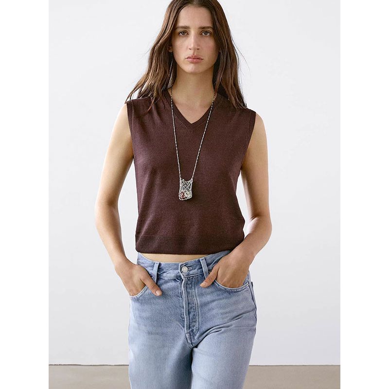 MD Women clothes Summer New American Casual Minimalist Lightweight V-neck Vest Knit vest Female 05719558610