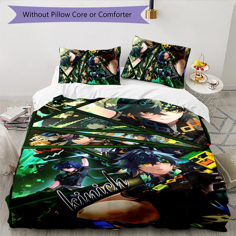 Kinich 3pcs Bedding Set Duvet Cover Closure Includes 1 Duvet Cover & 2 Pillowcases for All Seasons Bedroom Home Dorm Decor