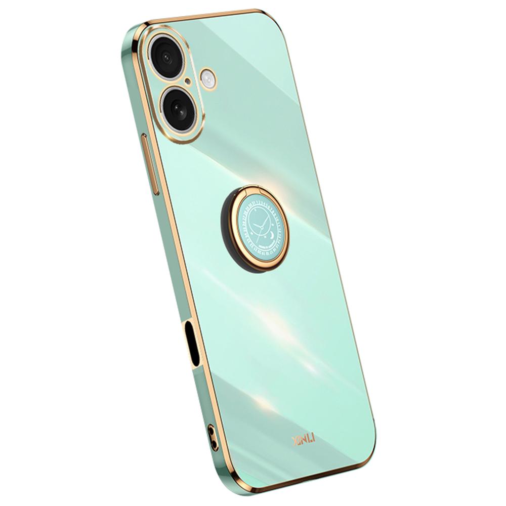 XINLI For iPhone 16 Plus Case Ring Kickstand Electroplating TPU Phone Cover