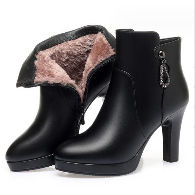 Fashion Women Boots Autumn Ankle Boots For Women Thin Heel Zipper Winter Platform Plush Female Boots Women High Heels Shoes