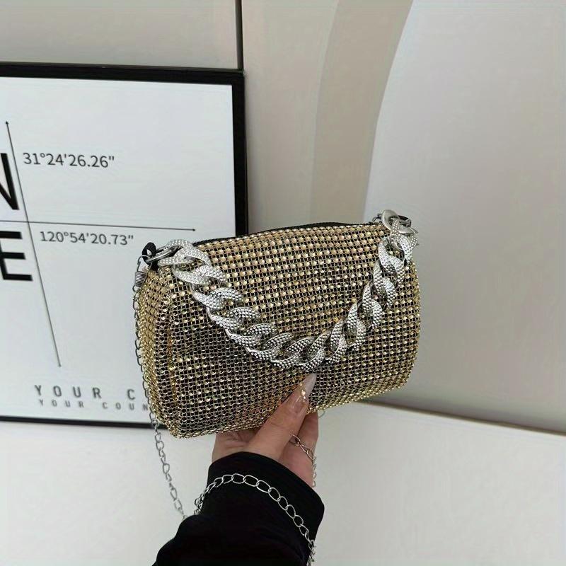 Sequin Evening Bag With Zipper, Suitable for going out to parties and weddings as a shiny clutch