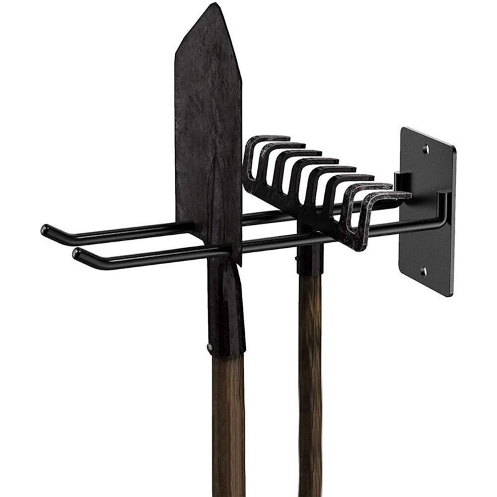 Black Garden Tool Organizer Long Handled Tool Storage Wall Mount Tool Storage Heavy Load Capacity Independent Hook Adjustment