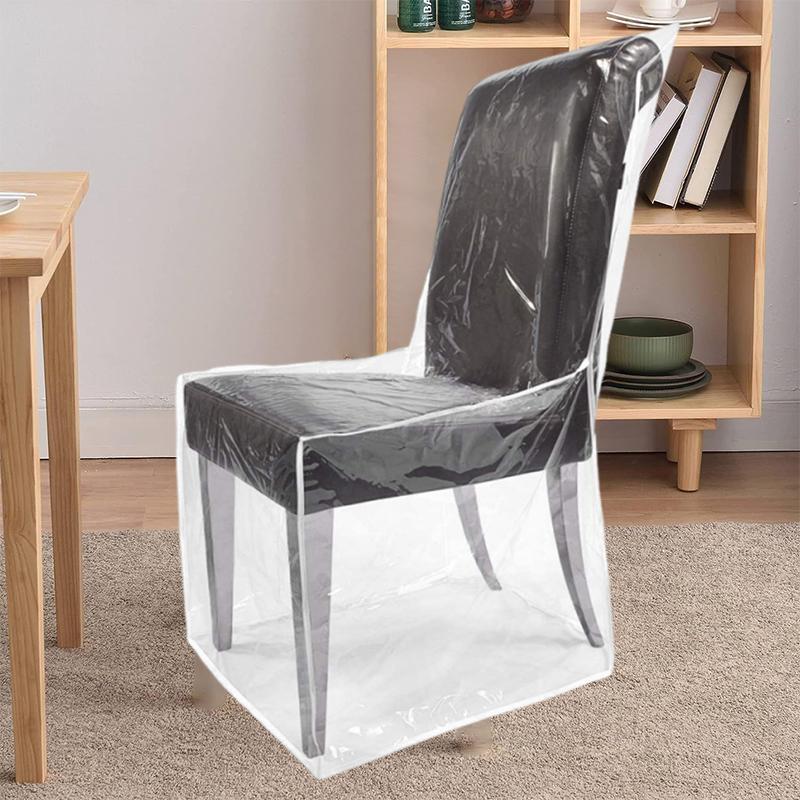 Plastic Dining Chair Covers Waterproof PVC Seat Chair Protector Short/Medium/Long Seat Dustproof Cover For Home Kitchen Bedroom