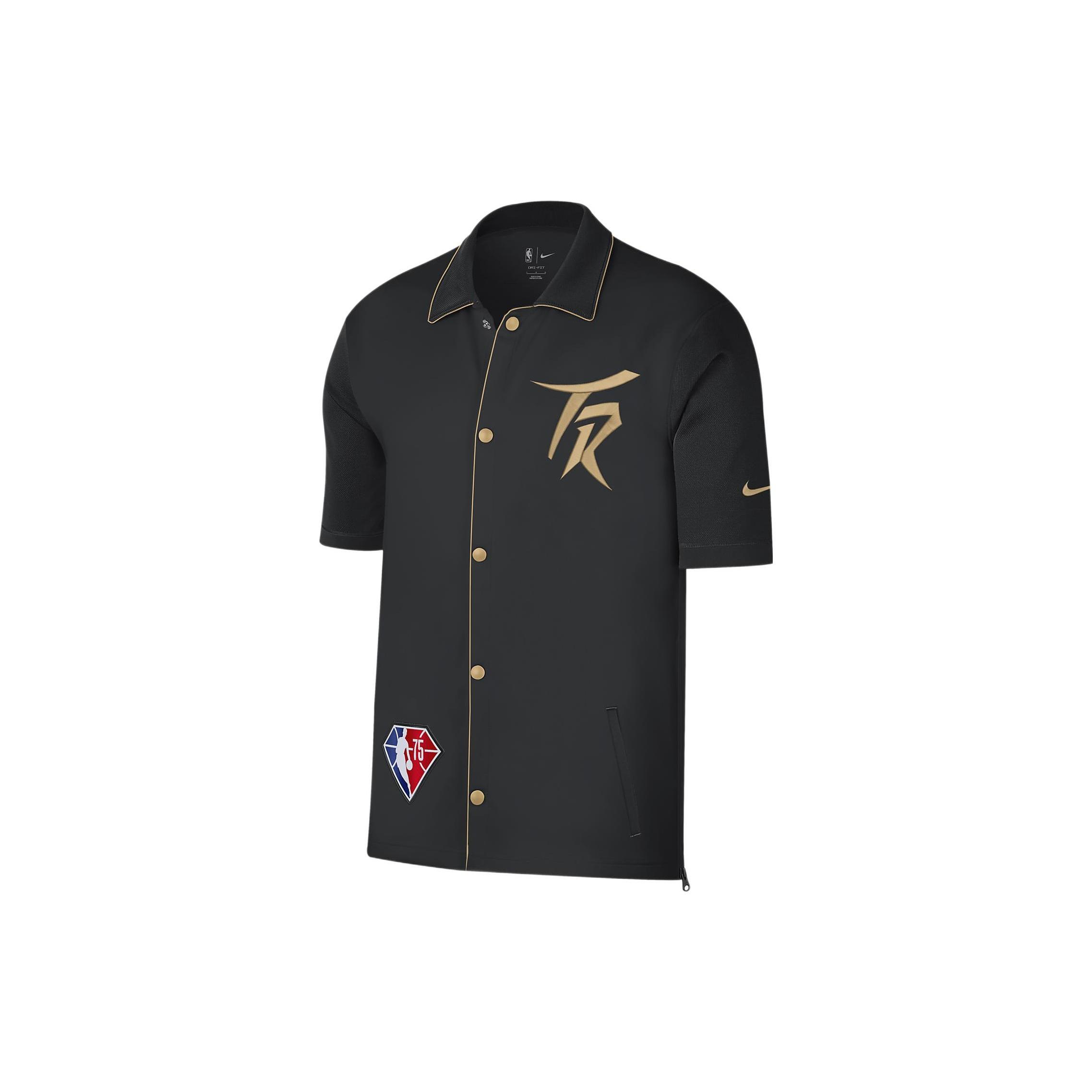Nike NBA Toronto Raptors Alphabet Logo Printing Casual lapel Short Sleeve Shirt Black Men s DB2472-010 M